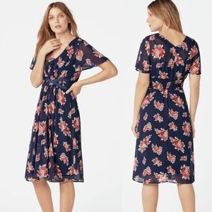 JustFab Dark Indigo Chiffon Tea Dress